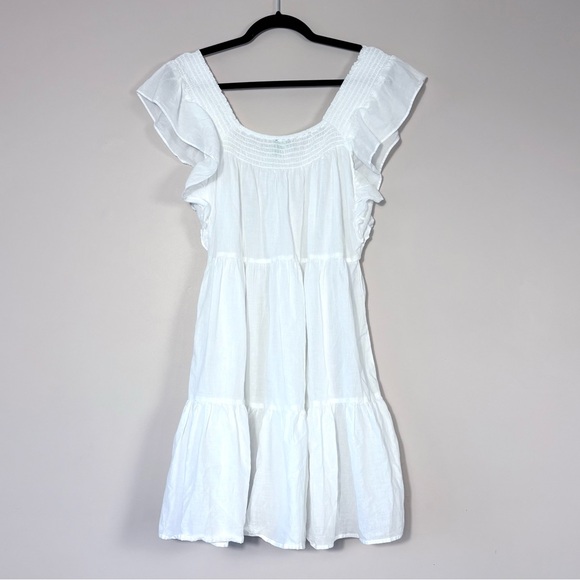 J. Crew Flutter Sleeve Voile Mini Dress in White Large - Picture 3 of 12